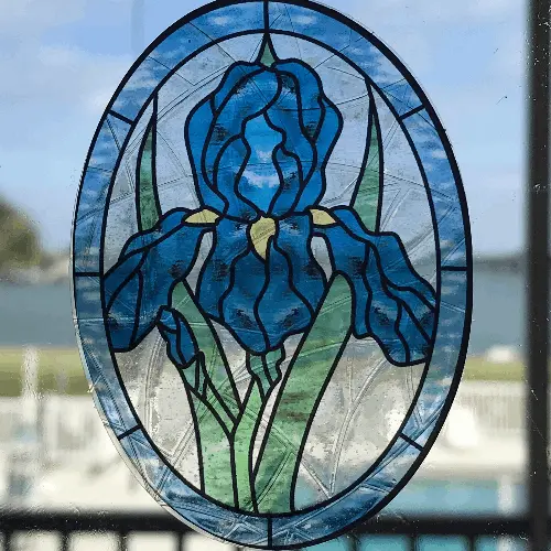 Blue Iris Suncatcher Window Cling