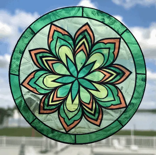 Stained Glass Mandala Window Cling