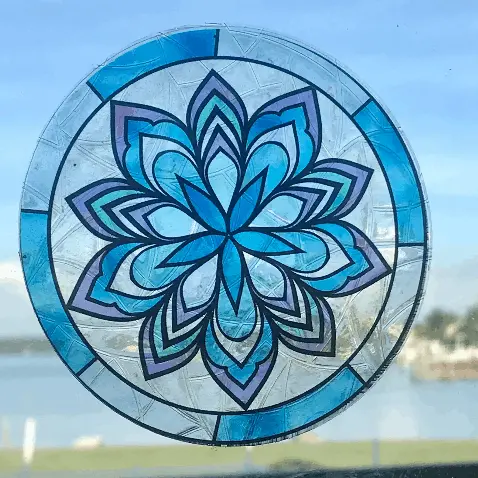 Mandala Flower Stained Glass Suncatcher Window Cling
