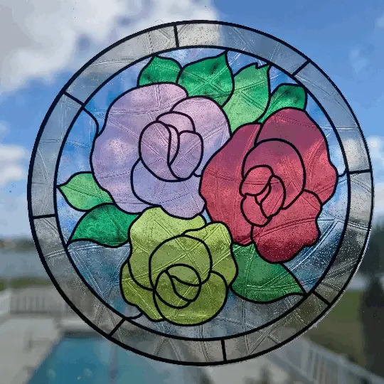Stained Glass Roses Suncatcher Window Cling