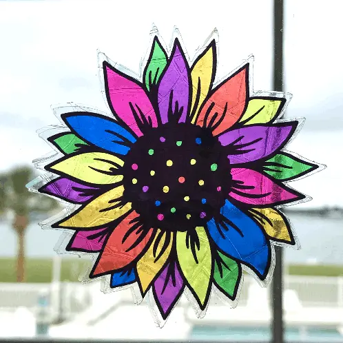 Sunflower Stained Glass Suncatcher Window Cling